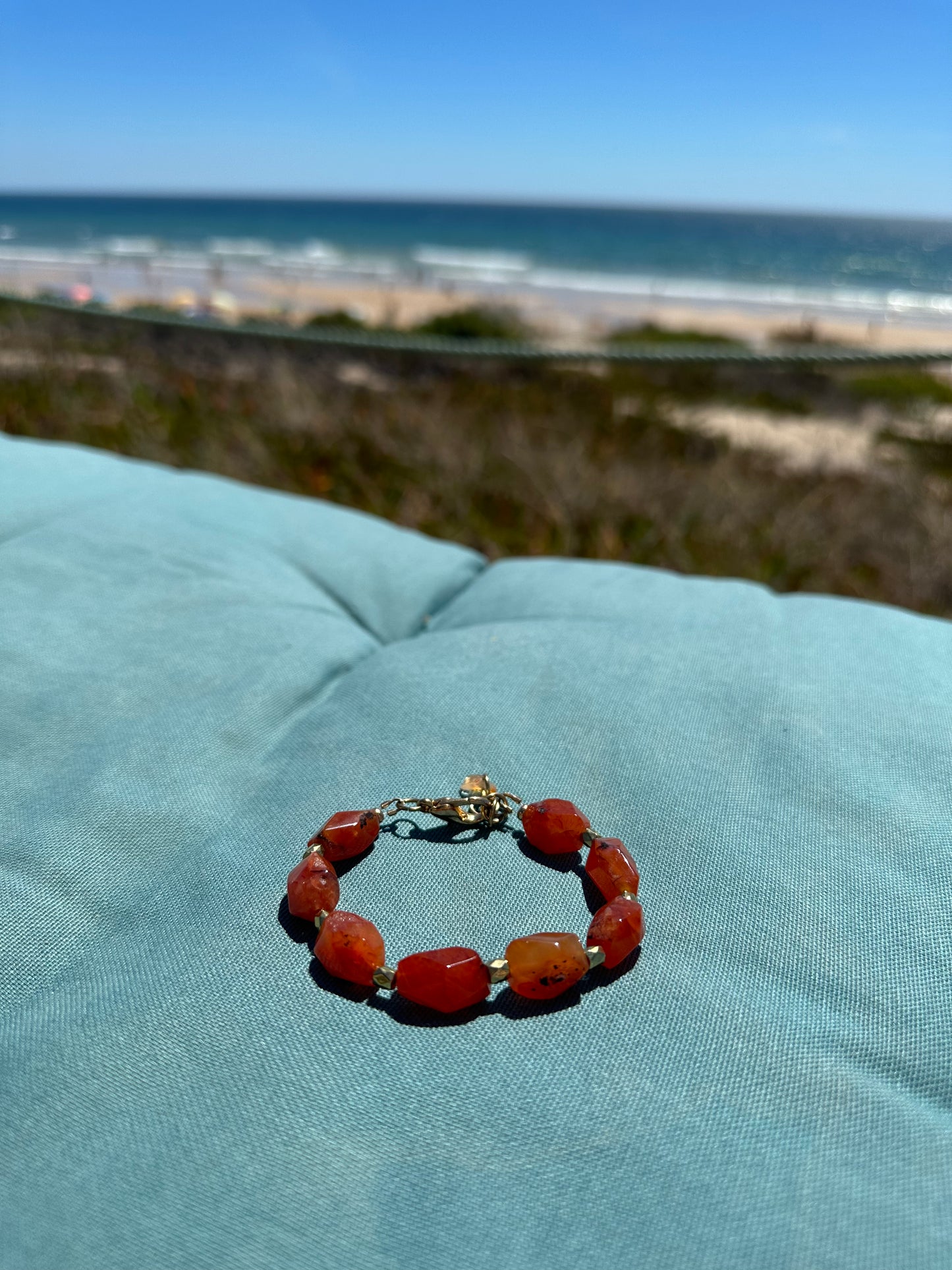 Carnelian Chunky Gold Bracelet