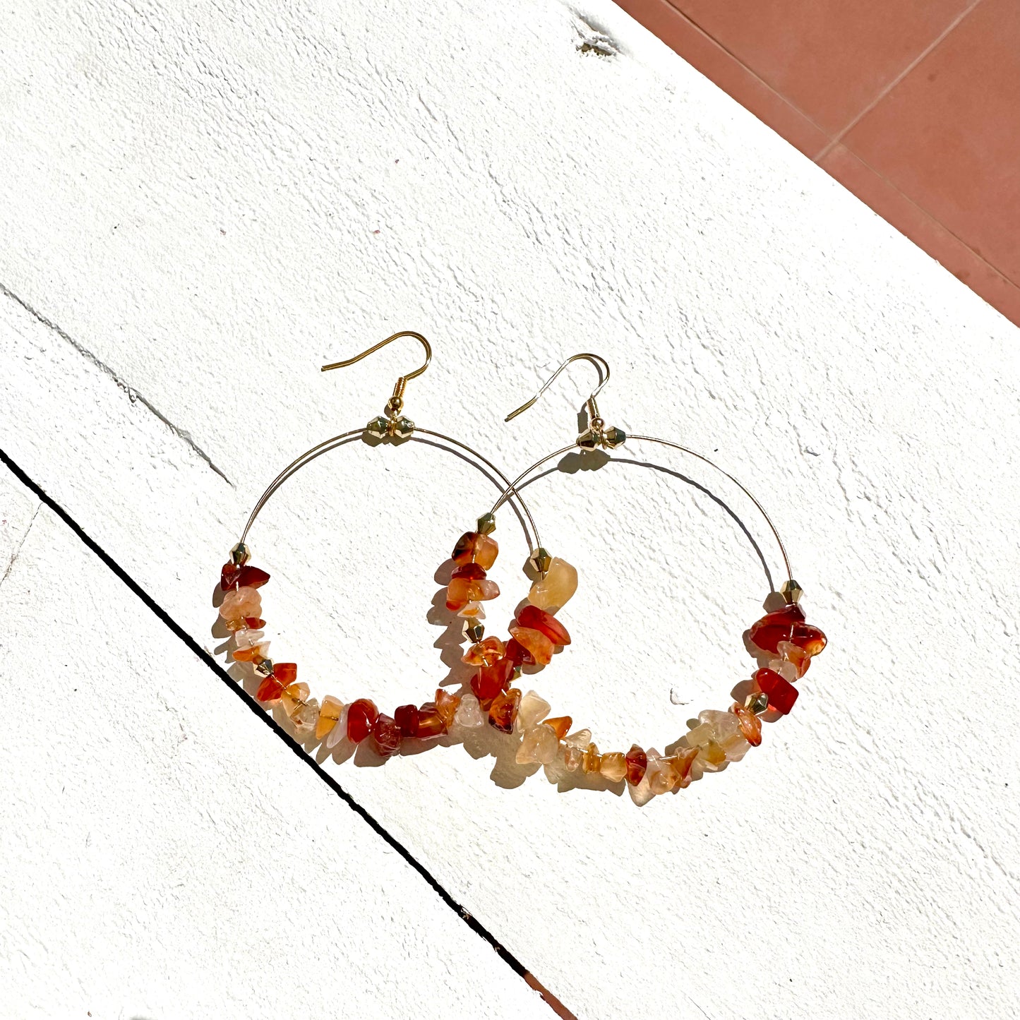 Cornelian Earrings Large Hoops
