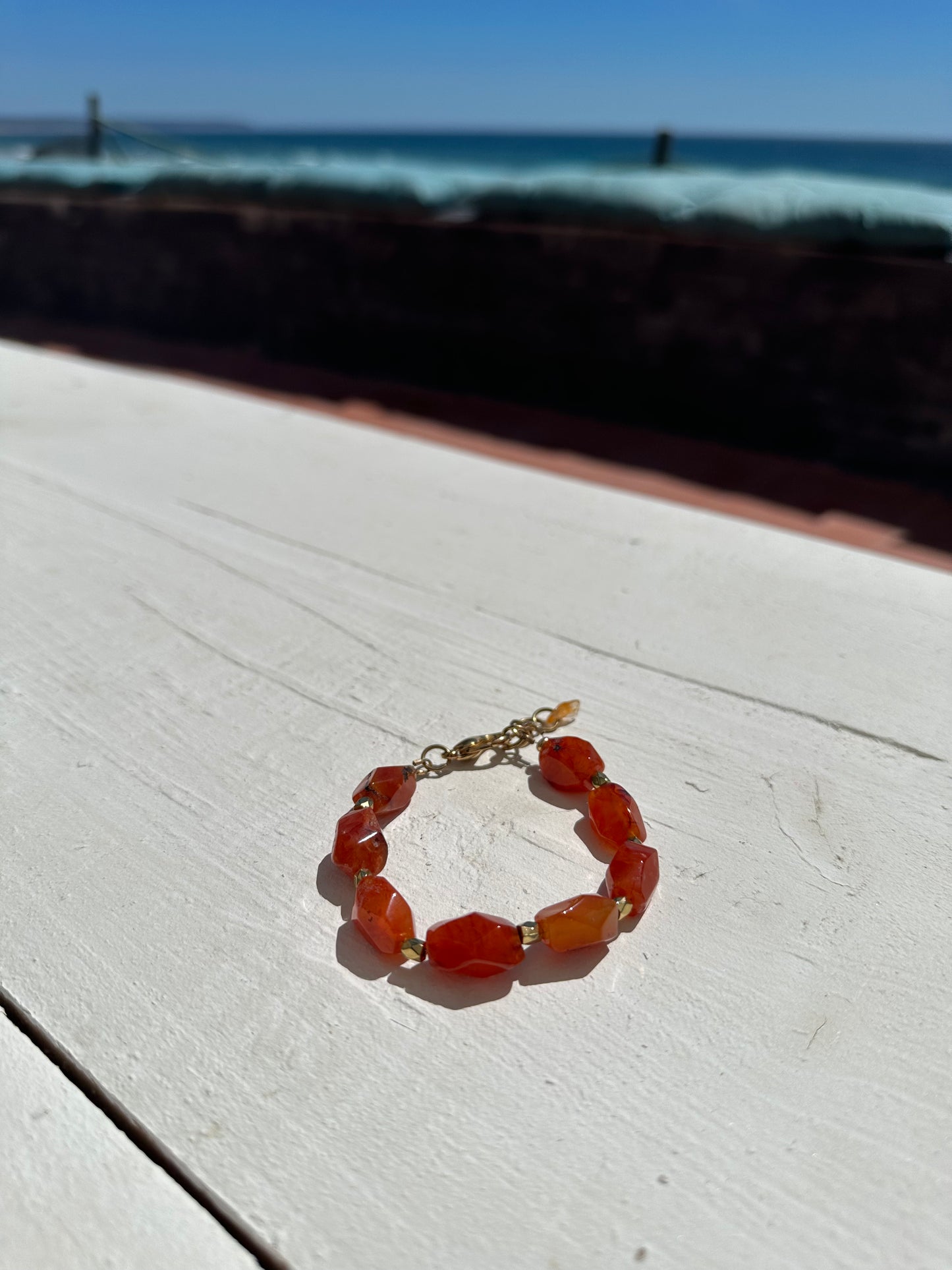 Carnelian Chunky Gold Bracelet