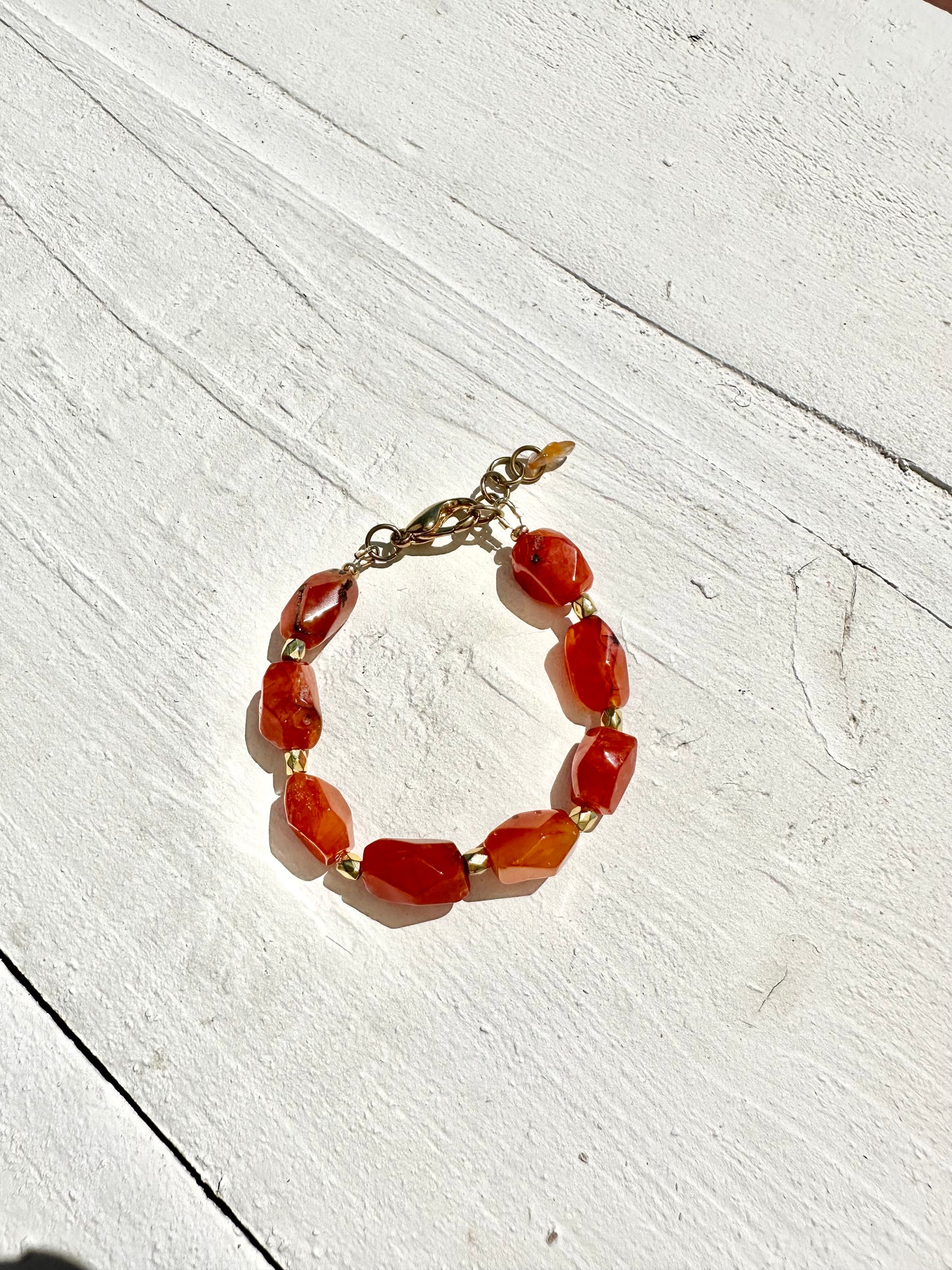 Carnelian Chunky Gold Bracelet