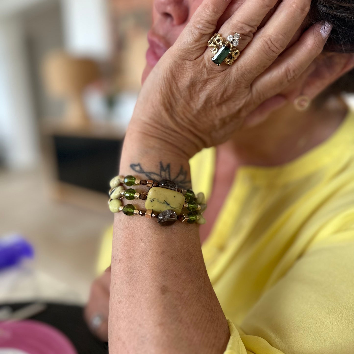 Yellow Turquoise 3 Row Bracelet